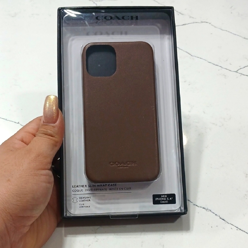 Coach Brown Leather iPhone Case, IPhone 5.4" (2020) genuine leather,  new